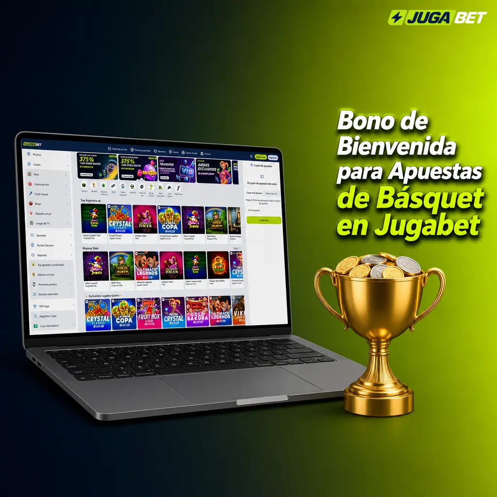Bono de bienvenida 100% hasta ARS 100.000 en Jugabet para apostar al básquet en deportes online.