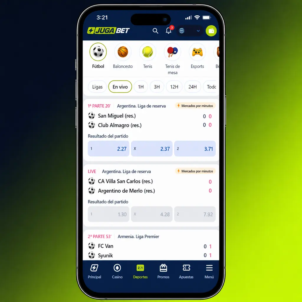 Guía paso a paso para apostar en la app: elegí el deporte, tocá la cuota, cargá el monto y confirmá tu ticket.