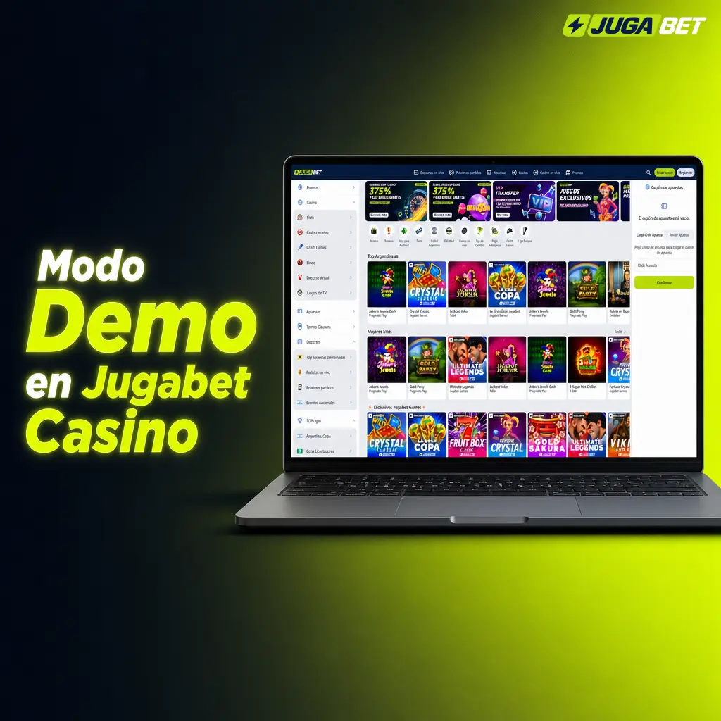 Modo Demo en Jugabet Casino: probá tragamonedas y Fast Games gratis, sin registro ni depósito, con crédito virtual.