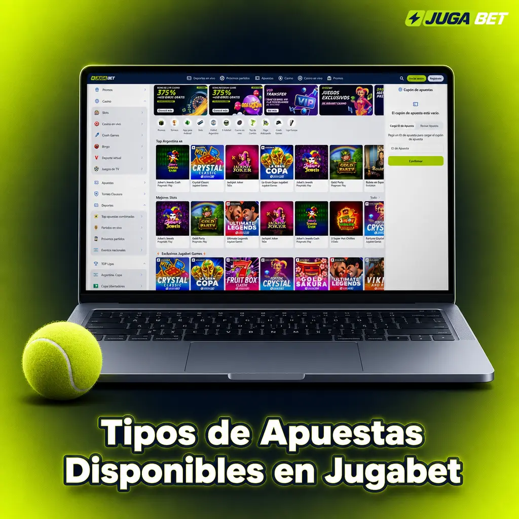 Cupón de apuestas de Jugabet mostrando opciones simples, combinadas y sistema, con cuotas y ganancia potencial en tiempo real.